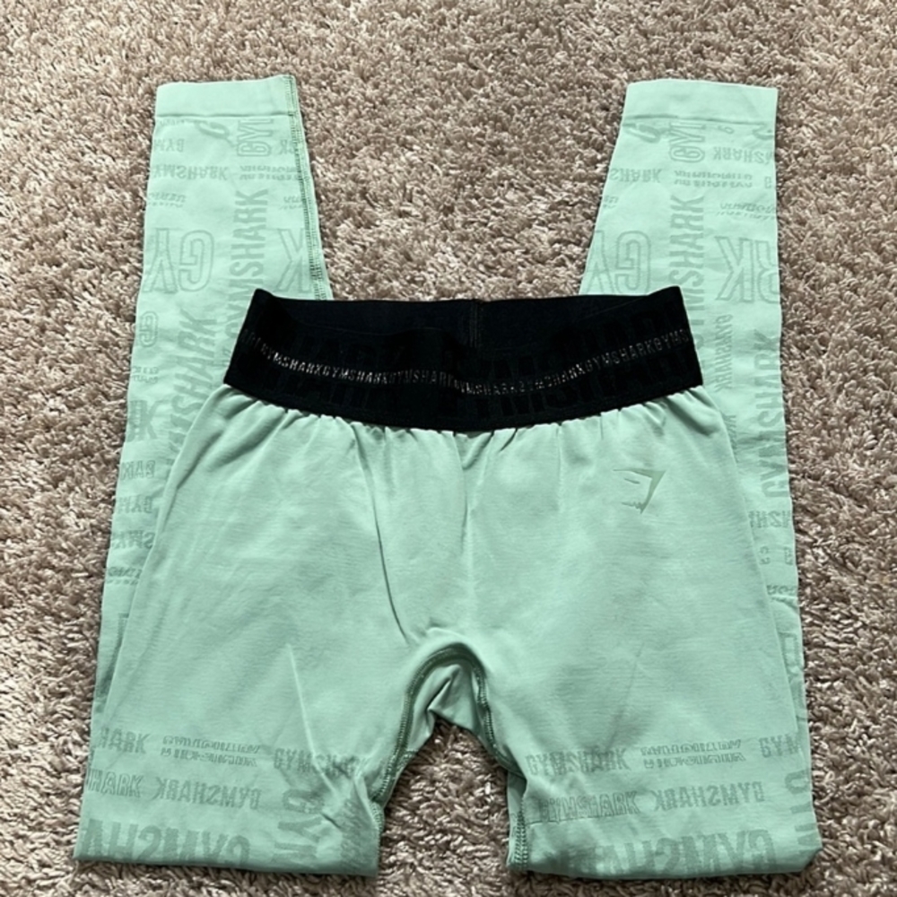 Mint Green Leggings with Black Waistband